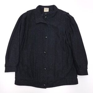 Vintage Women's Pea Coat Westside Connections Large Winter Black Wool‎ Blend